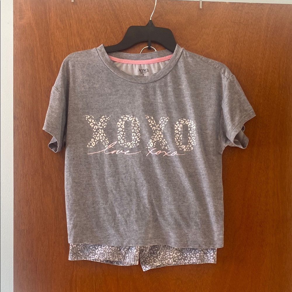 Charlotte Russe, XOXO Juniors Gray Pajama set with Leopard Print